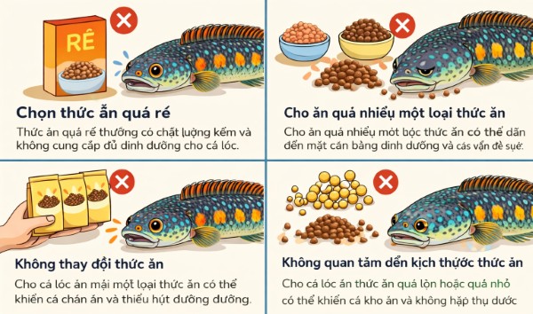 Một số sai lầm khi chọn thức ăn cho cá lóc cảnh